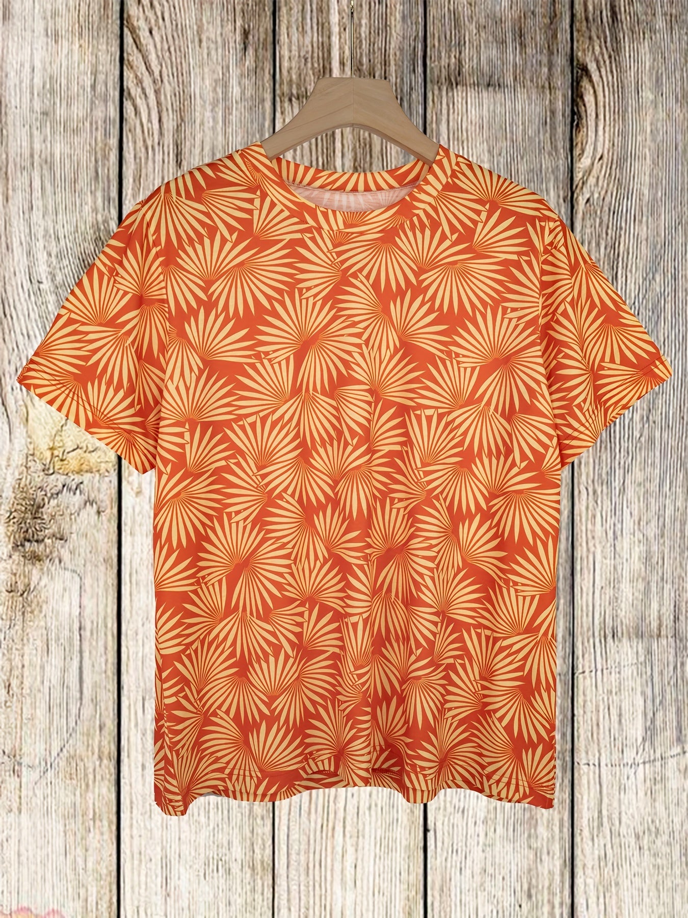 Color-blocking maple leaf print round neck short sleeve plus size T-shirt Random shipment