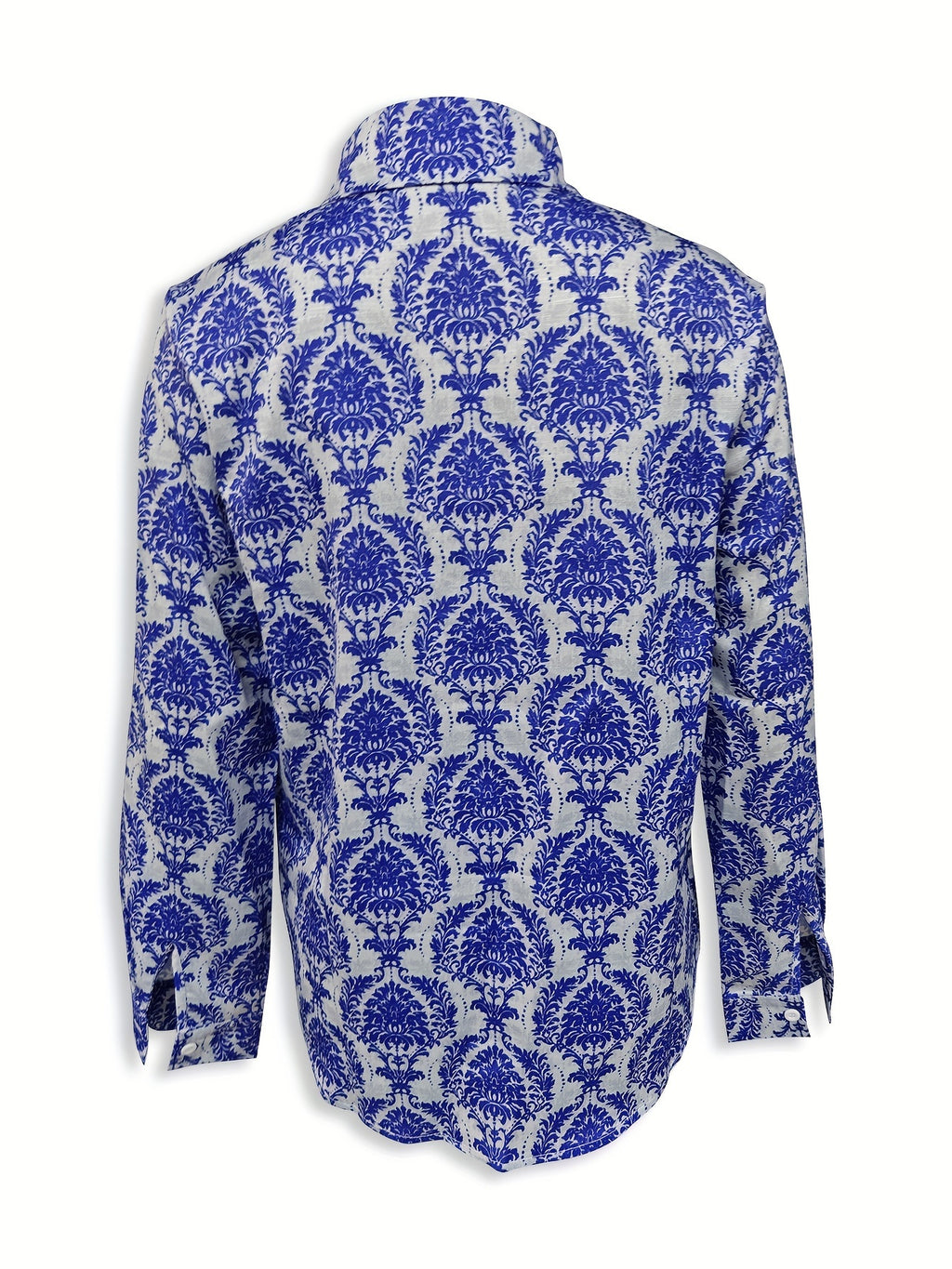 Vintage print lapels elegant long-sleeved buttoned blouse for women Random shipment