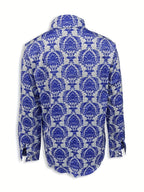 Vintage print lapels elegant long-sleeved buttoned blouse for women Random shipment