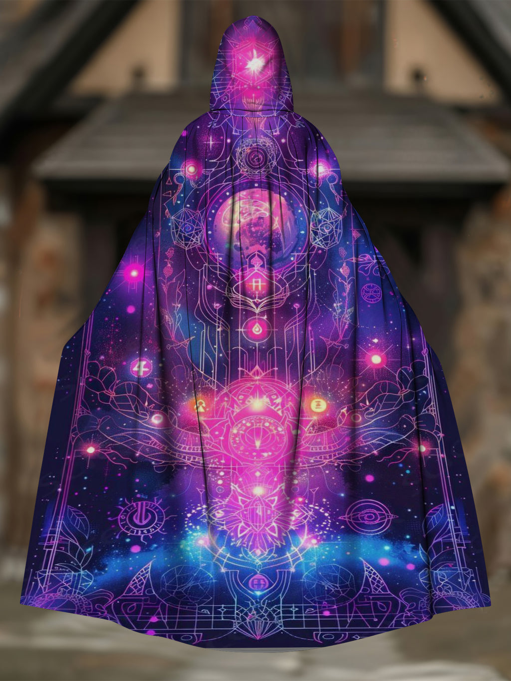 Star Divination Hooded Casual Printed Cape