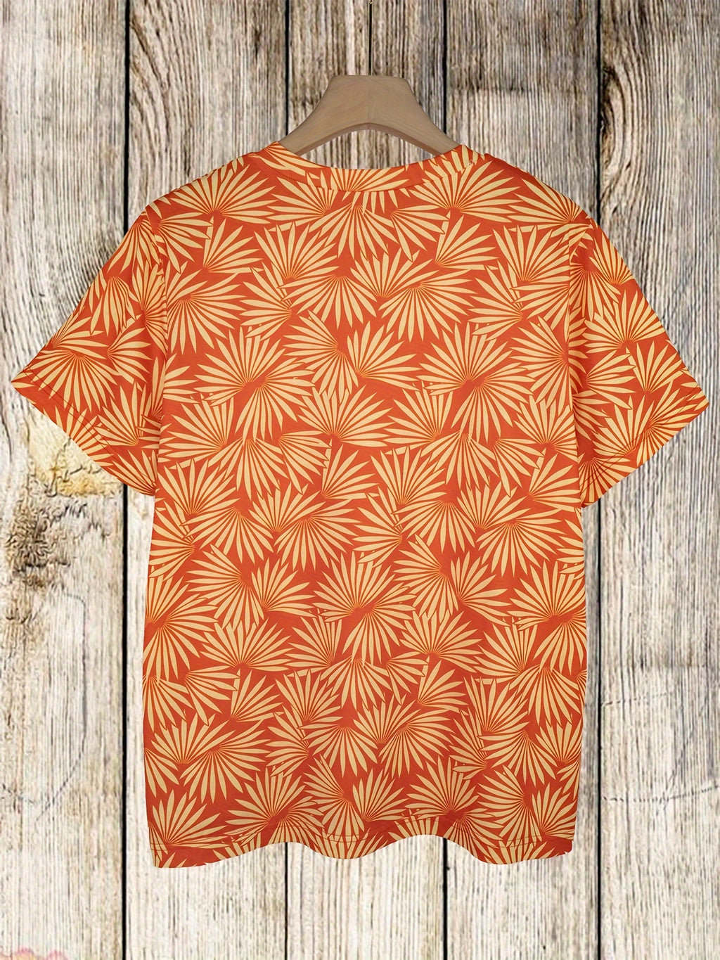 Color-blocking maple leaf print round neck short sleeve plus size T-shirt Random shipment
