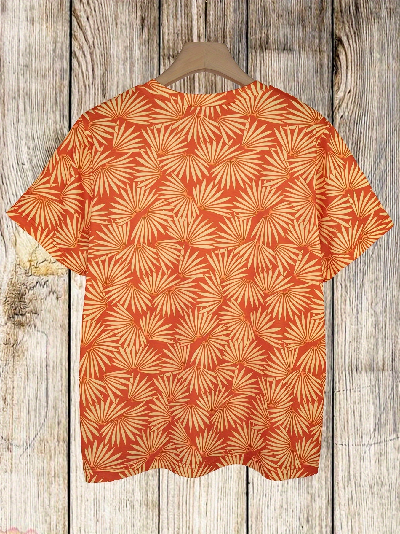 Color-blocking maple leaf print round neck short sleeve plus size T-shirt Random shipment