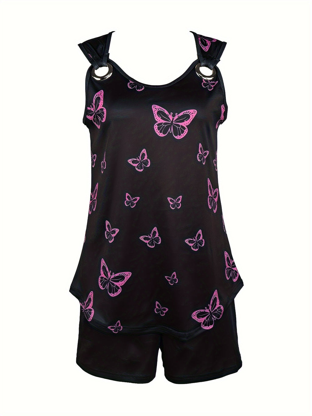 Casual butterfly print V-neck vest Casual shorts set Random shipment