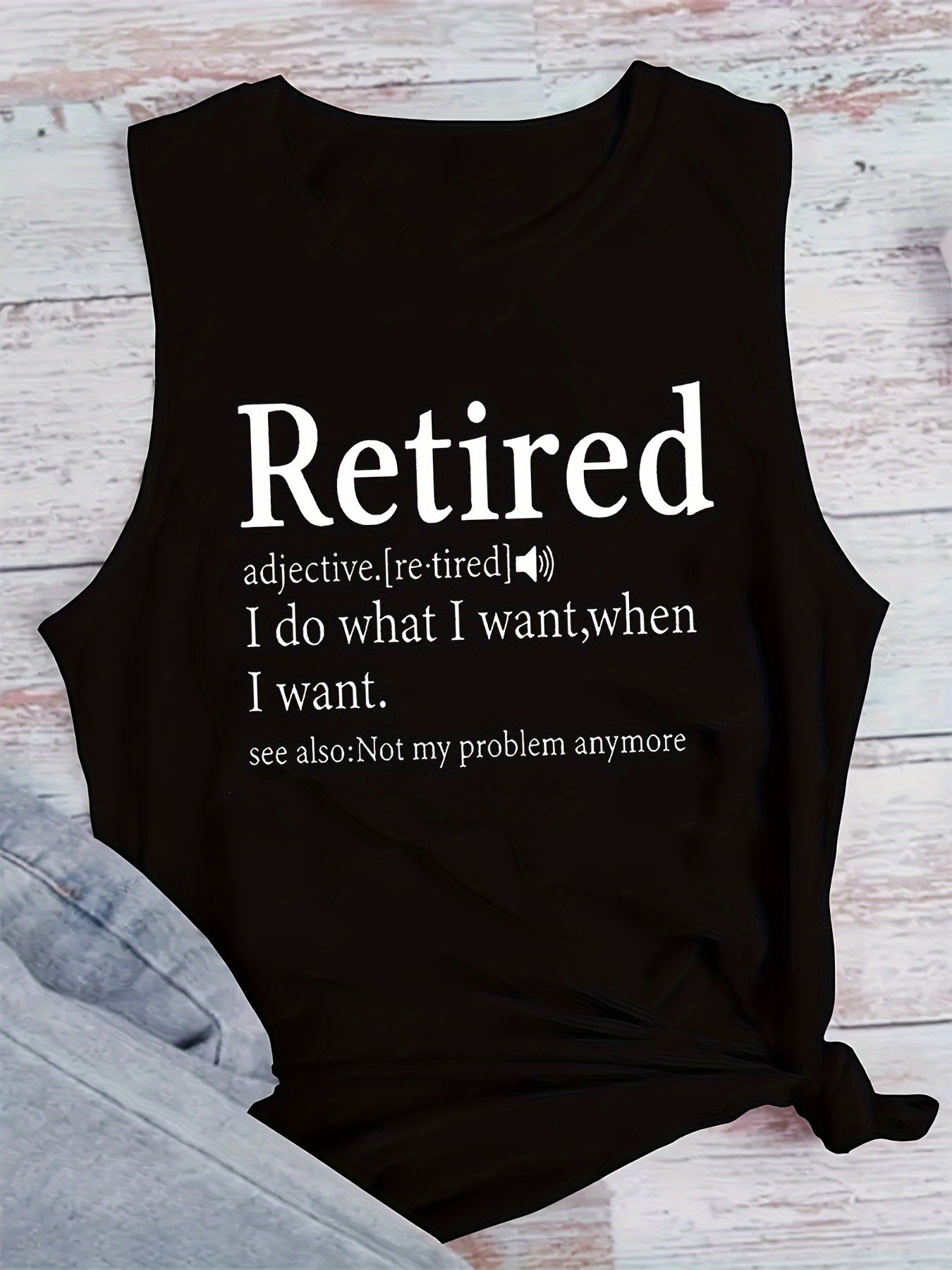 Round neck, monogram, slogan print vest Random shipment