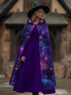 Star Divination Hooded Casual Printed Cape