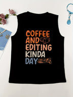 Round neck, monogram, slogan print vest Random shipment