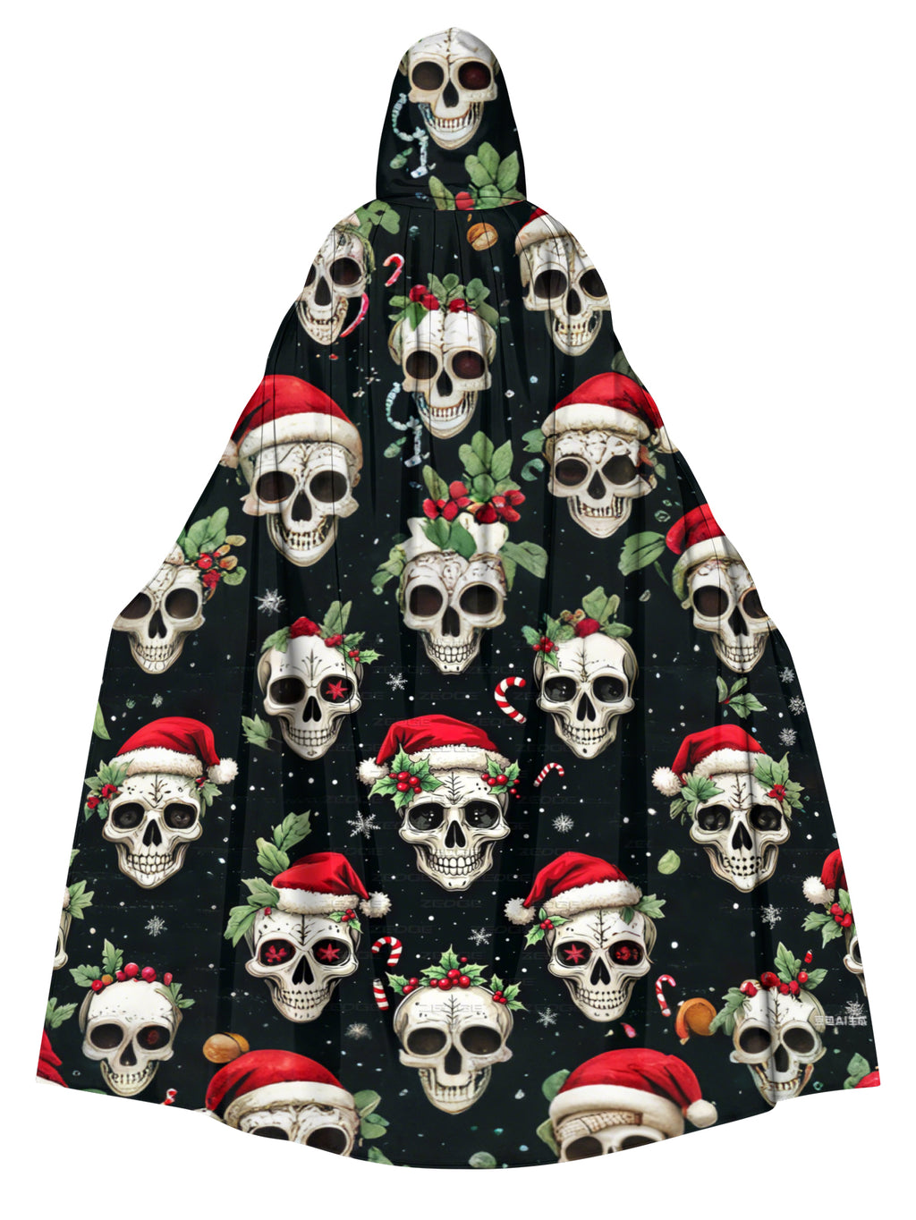 Merry Christmas Fun Skull Print Cape