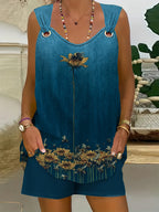 V-neck floral print vest casual shorts set Random shipment