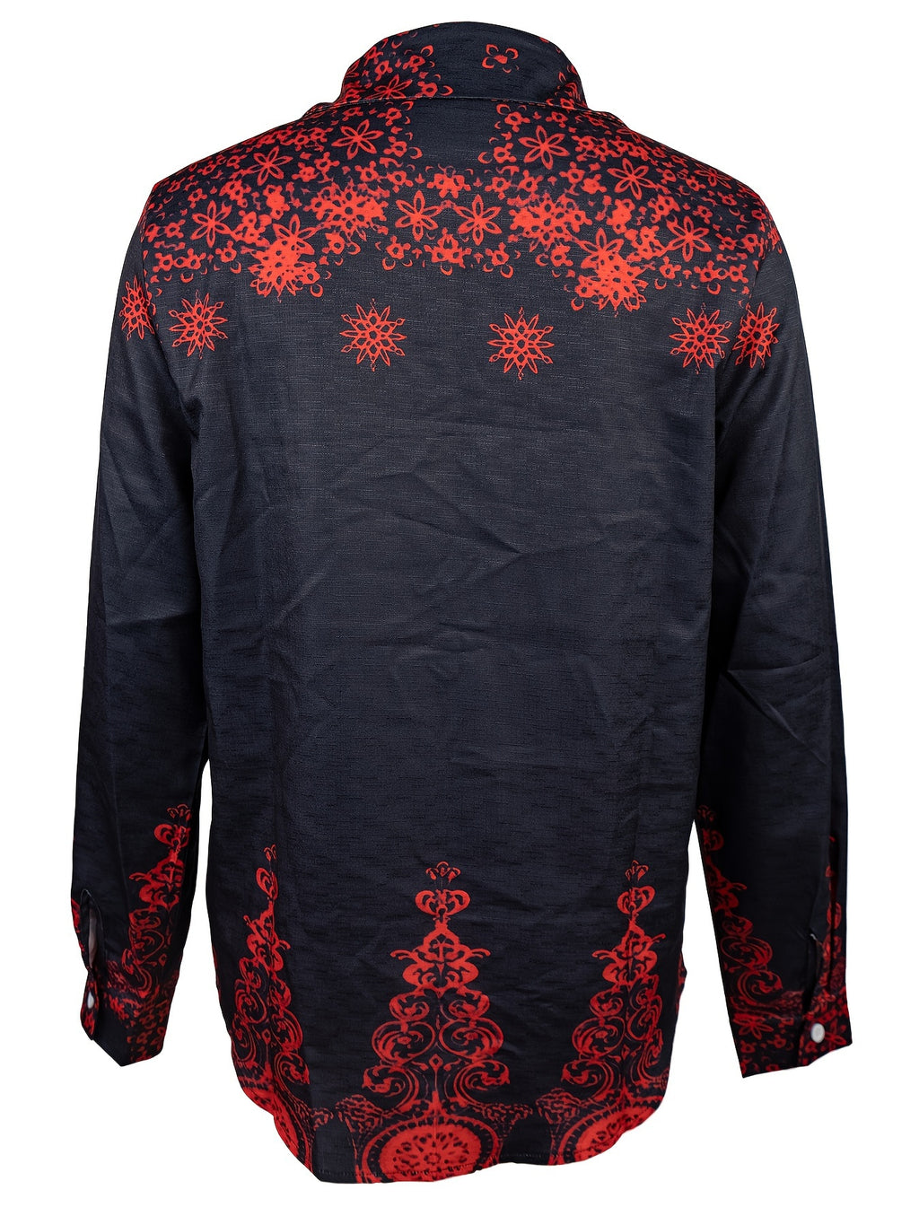 Ethnic print elegant lapel long-sleeved button-down shirt Random shipment