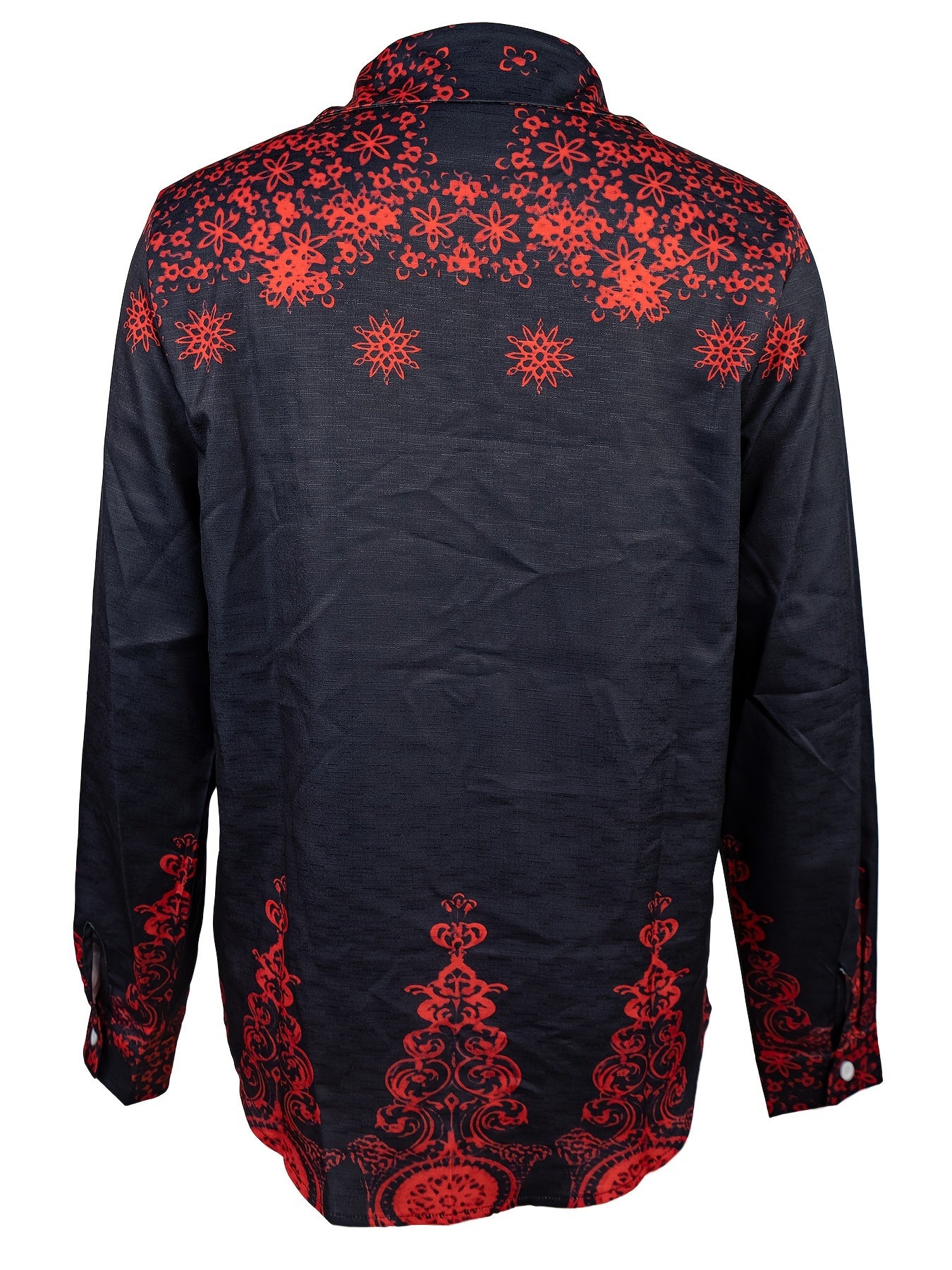 Ethnic print elegant lapel long-sleeved button-down shirt Random shipment