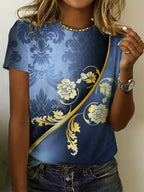 Tropical Daisy Flower Summer Short Sleeve Vacation Casual Print Plus Size T-Shirt Random shipment