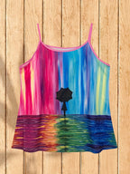 Leisure color block spliced printed round neck vest Random shipment