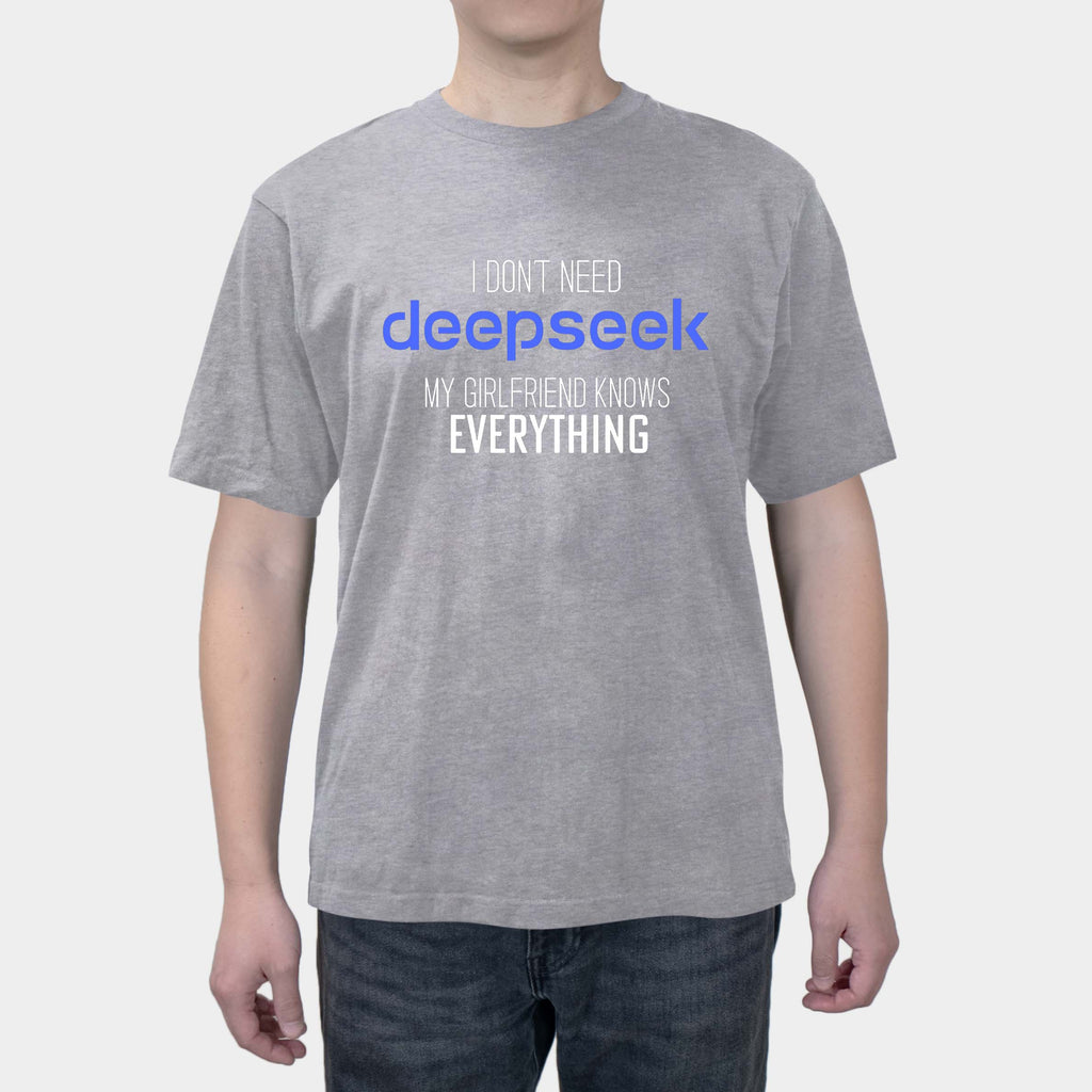 deepseek Spoof girlfriend fun text T-shirt heavy cotton short sleeves