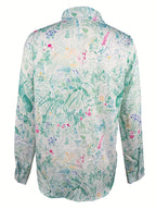 Elegantly printed lapel long-sleeved floral button shirt Random shipment