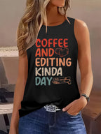 Round neck, monogram, slogan print vest Random shipment