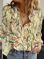 Floral print casual holiday long-sleeved shirt Random shipment