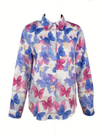Butterfly print casual long-sleeved button-down shirt Random shipment