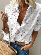 Moroccan casual V-neck printed long-sleeved shirt Random shipment