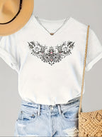 Tropical Flower Animal Totem Summer Short Sleeve Resort Casual Printed Top T-Shirt Random shipment