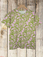 Short sleeve T-shirt with a short contrast print crew neck and a floral pattern Random shipment