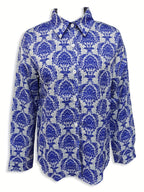 Vintage print lapels elegant long-sleeved buttoned blouse for women Random shipment