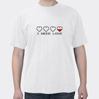 Summer New Simple Letter I NEED LOVE Cotton Men's Short Sleeve