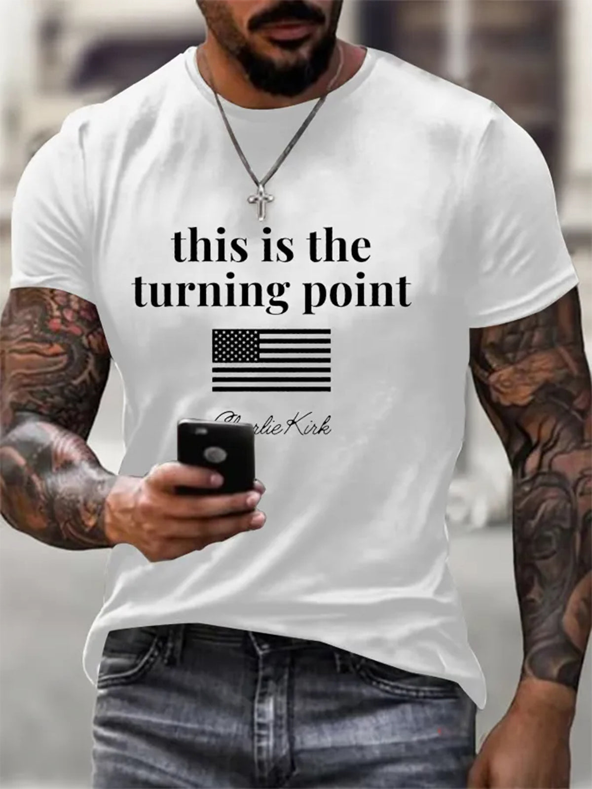 Men's Charlie Kirk 'This is the Turning' Print short-sleeved T-shirt