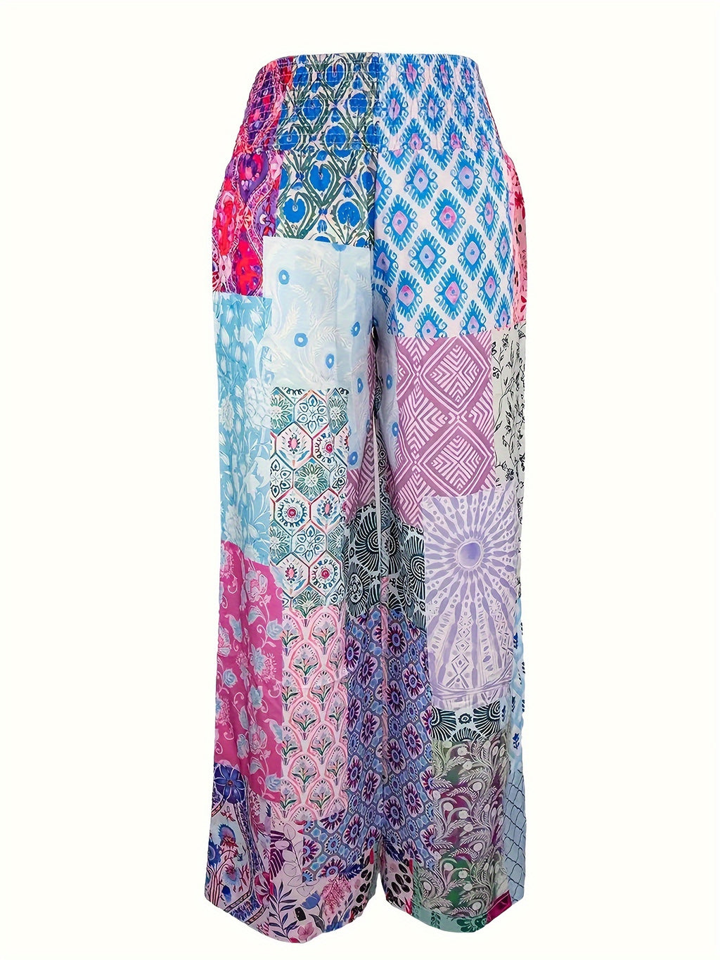 Geometric pattern panels with an elasticated waistband are loose-fitting for oversized trousers Random shipment