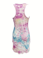 Crewneck tie-dye gradient backless mini dress Random shipment