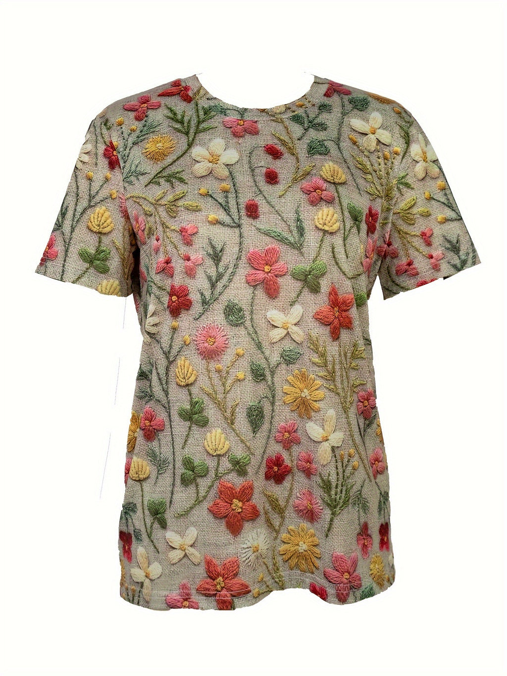 Summer Small Flower Totem Short Sleeve Vitality Print T-shirt Random shipment