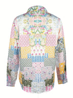 Lapel floral print long-sleeved button shirt Random shipment