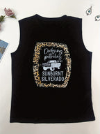 Round neck, monogram, slogan print vest Random shipment