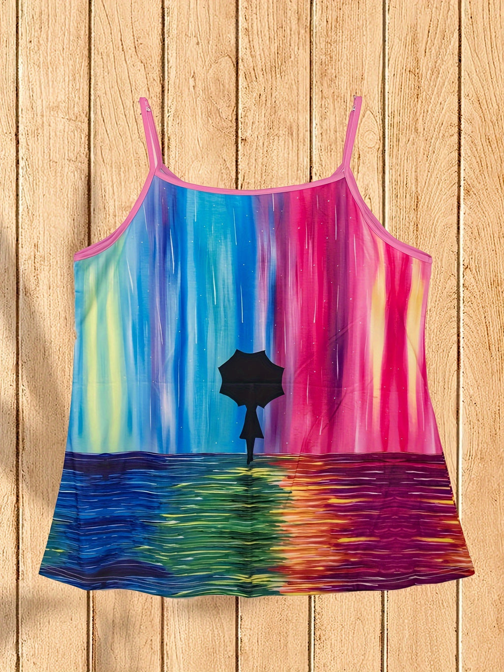 Leisure color block spliced printed round neck vest Random shipment