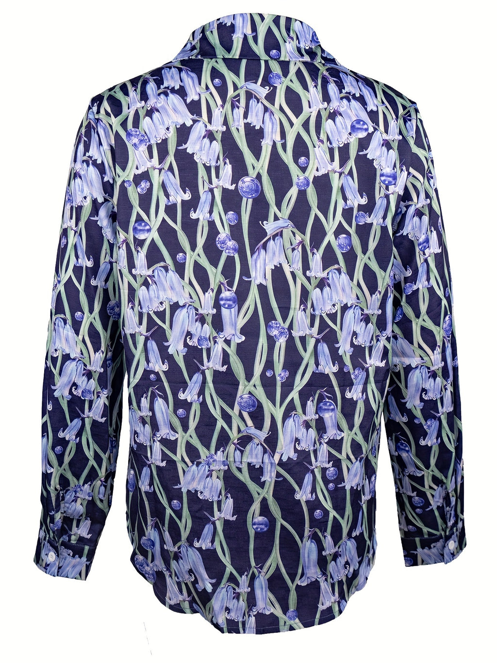 Lapel morning glory long sleeve elegant print loose shirt Random shipment