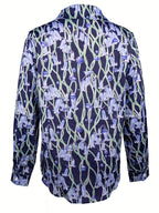 Lapel morning glory long sleeve elegant print loose shirt Random shipment