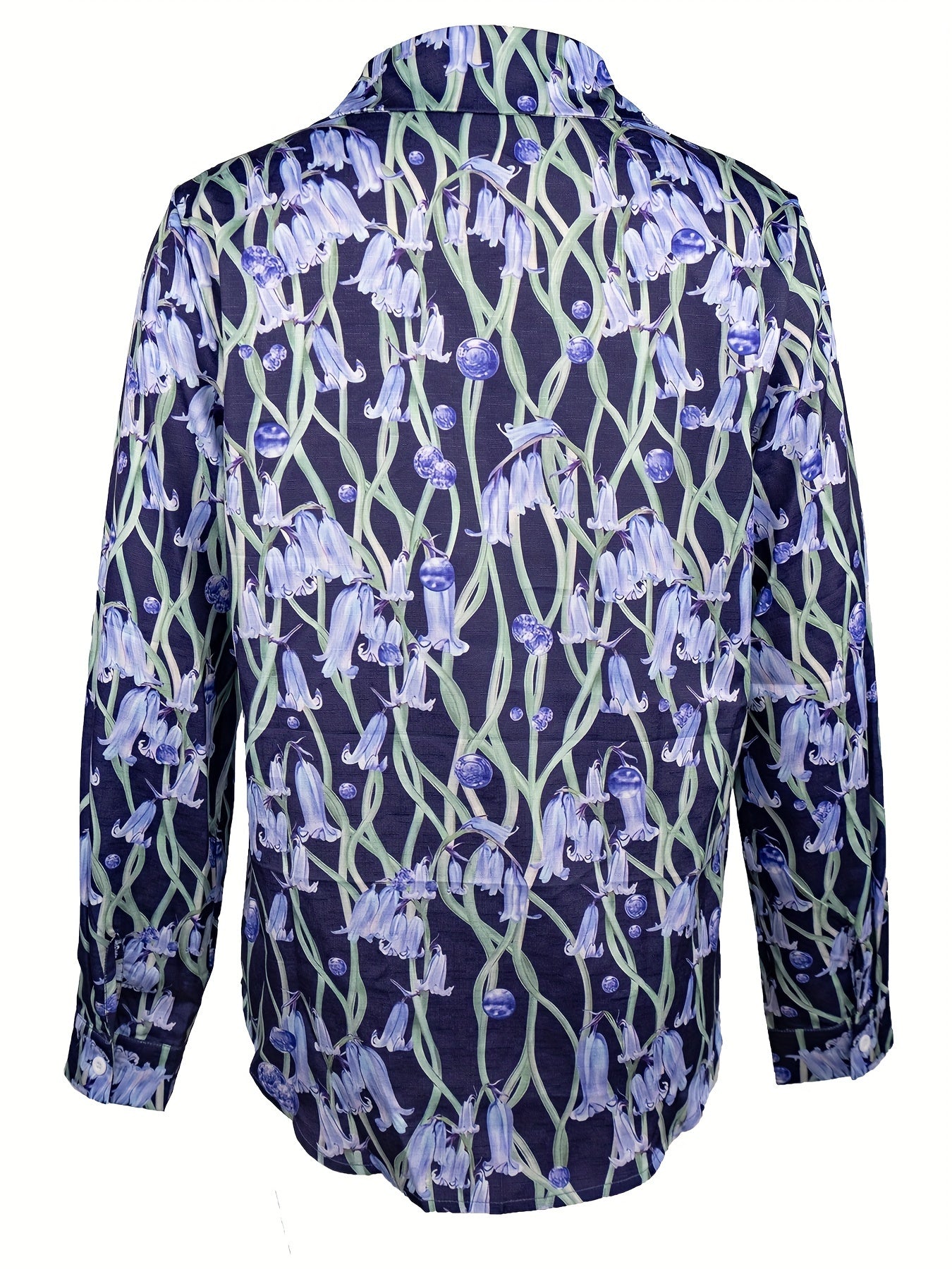 Lapel morning glory long sleeve elegant print loose shirt Random shipment