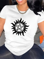 Tropical Daisy Flower Summer Short Sleeve Vacation Casual Print  T-Shirt Random shipment