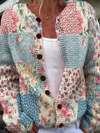 Women's  Fashion Button-Front All-Over Pattern Sweater Cardigan